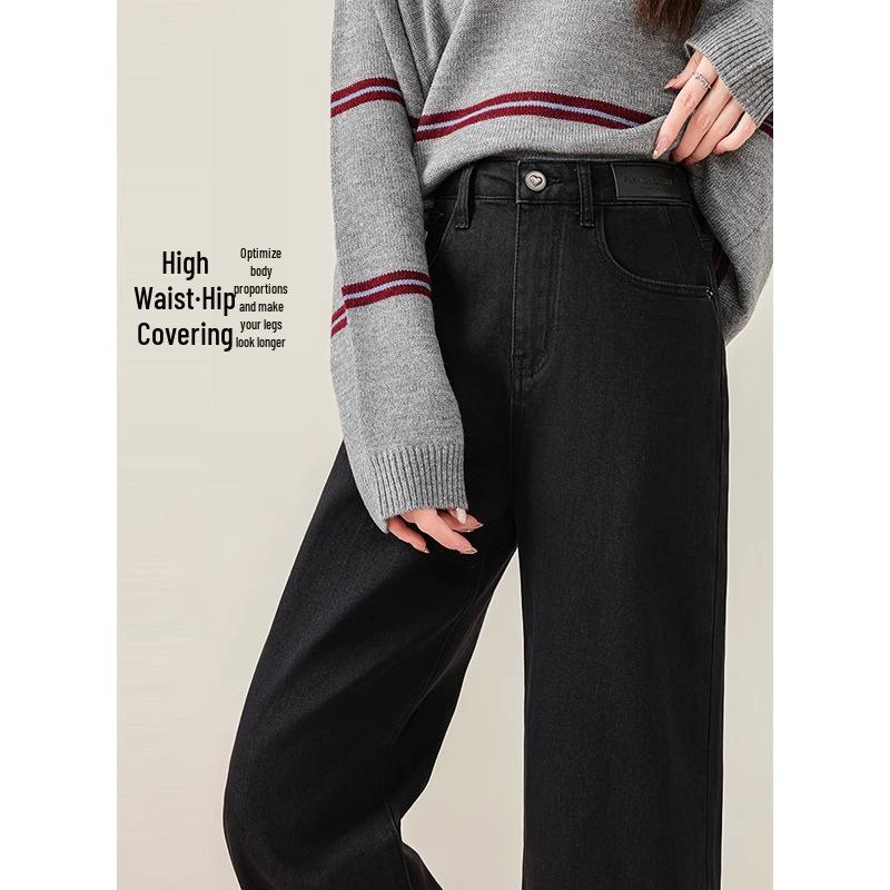 

Women s Black High Waist Slim Fit Wide Leg Jeans - Spring/Autumn 2025 Collection 28 [106-115 lbs]