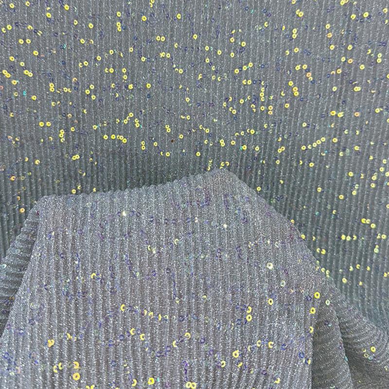 

Knitted Hollow Sequin Fabric Mixed Color Wool Blend Cloth with Sequin Embroidery for DIY SEwing Fashion Women Dress Skirt Cloth 1Yard