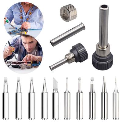 11 Pcs Soldering Iron Tips with Welding Sleeve 900M Lead-Free Replaceable Soldering Tip Welding Tips Head Welding Station Tools