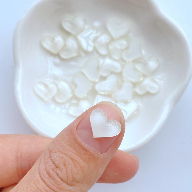 50Pcs New Cute Mini 8*9mm Bright Heart Flat Back Resin Scrapbooking DIY Jewelry Craft Decoration Accessories