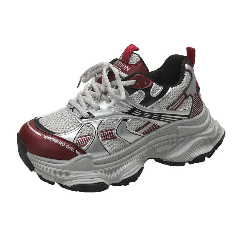 

Retro heightening and showing feet, small platform dad shoes, women s 2025 new autumn breathable casual and lightweight sports shoes 35 красный