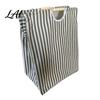 Cotton And Linen Laundry Organizer Basket with Wooden Handles Large Space Saving Bag Basket Storage Foldable for Families Collapsible Hamper