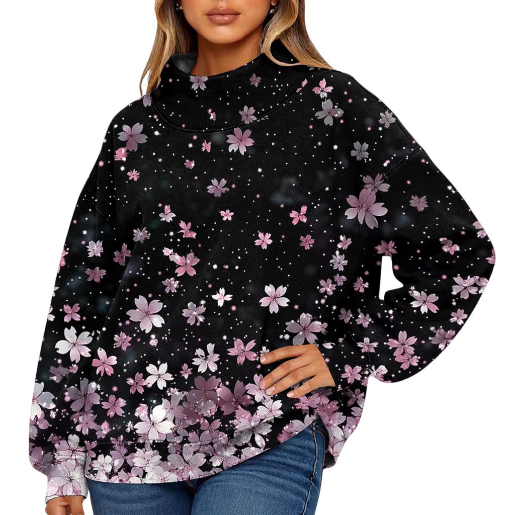 Mock Neck Sweatshirt Women Fall Comfort Oversized Sweatshirt Dressy Pullover Sweatshirts No Hood Cozy Turtleneck Tops