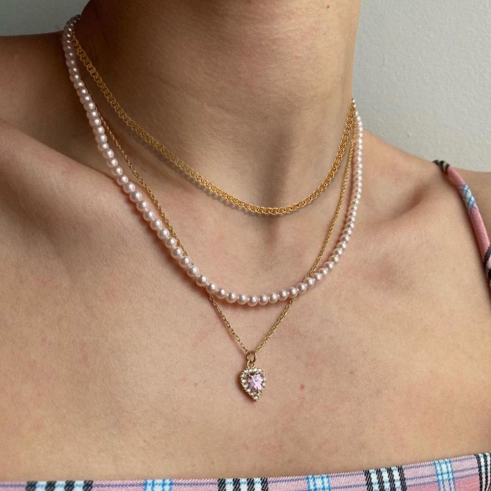 YWZIXLN Trend Elegant Jewelry Wedding Multilayer Pearl Necklace For Women White Imitation Pearl Choker Necklace N0323