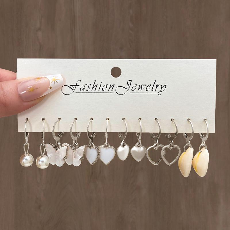 24pairs Set Fashionable Faux Pearl Decor Twist Design Hoop Earrings For Women For Daily Life Heart