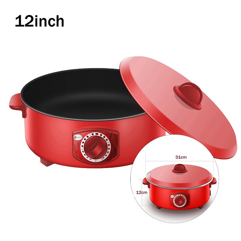 

12 Inch Multifunctional Electric Hot Pot Non-Stick Frying Pan Multicooker Soup Hotpot For Home Kitchen Cooking Supplies