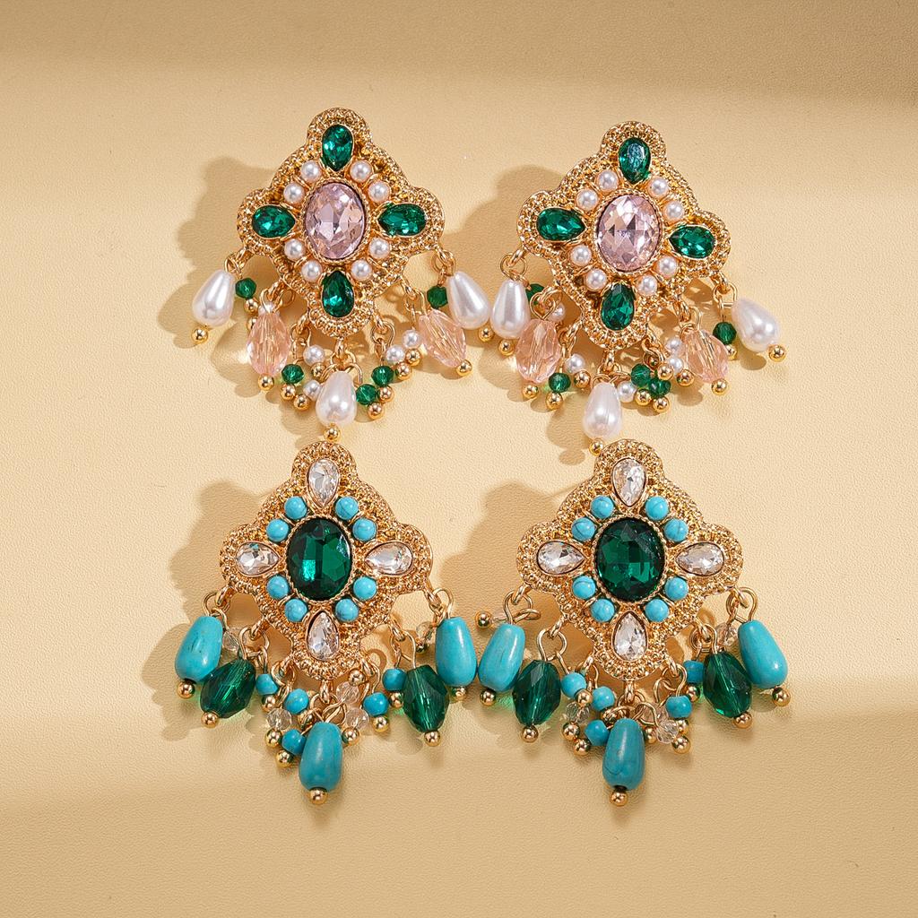 Diamantförmige Wassertropfen-Quastenohrringe, Palaststil, Exquisite und Hochwertige Ohrringe