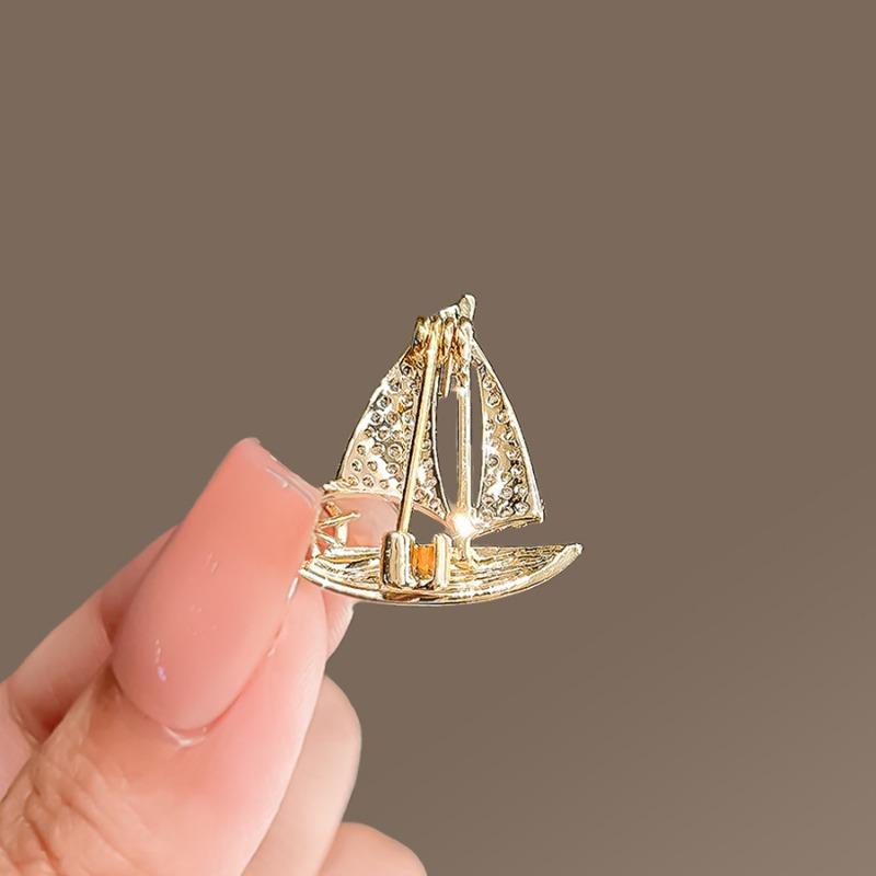 Small Sailboat Brooch, Badge, Smooth Sailing Pin, Anti-glare Clasp, Suit Corsage Accessory