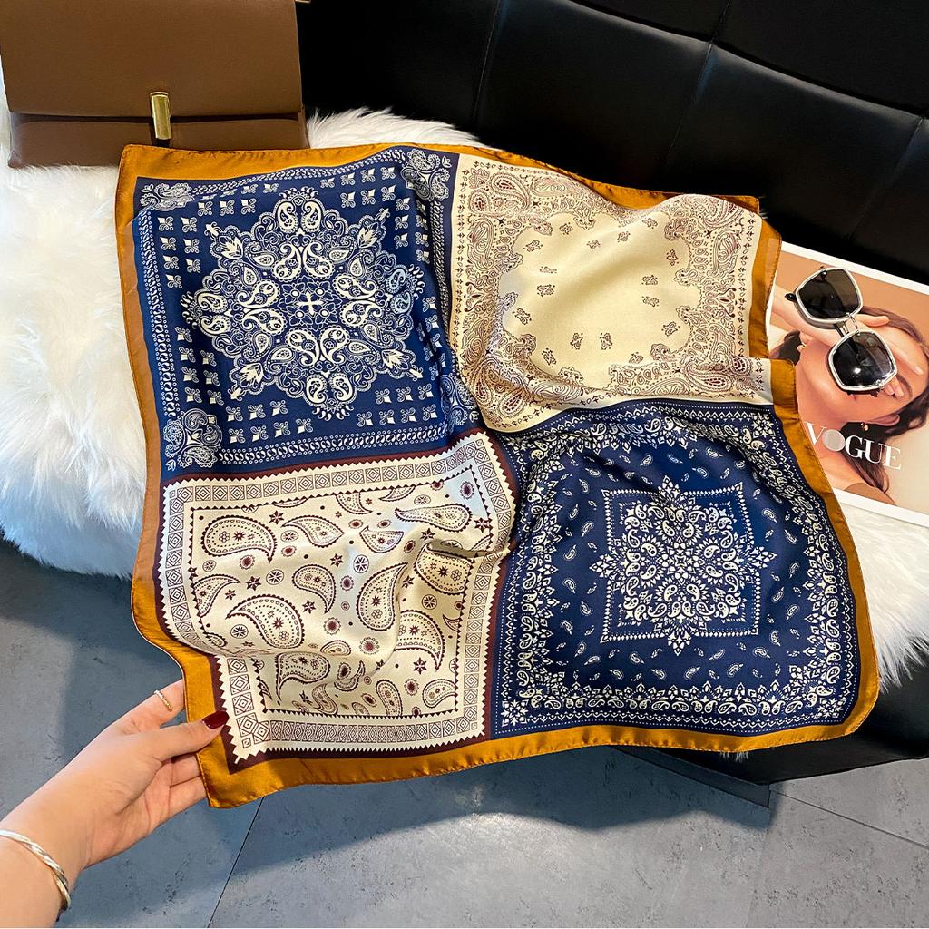 70*70cm Silk Square Scarf Women Paisley Cashew Print Neck Tie Soft Satin Neckerchief Female Foulard Headband Hijab Decorate