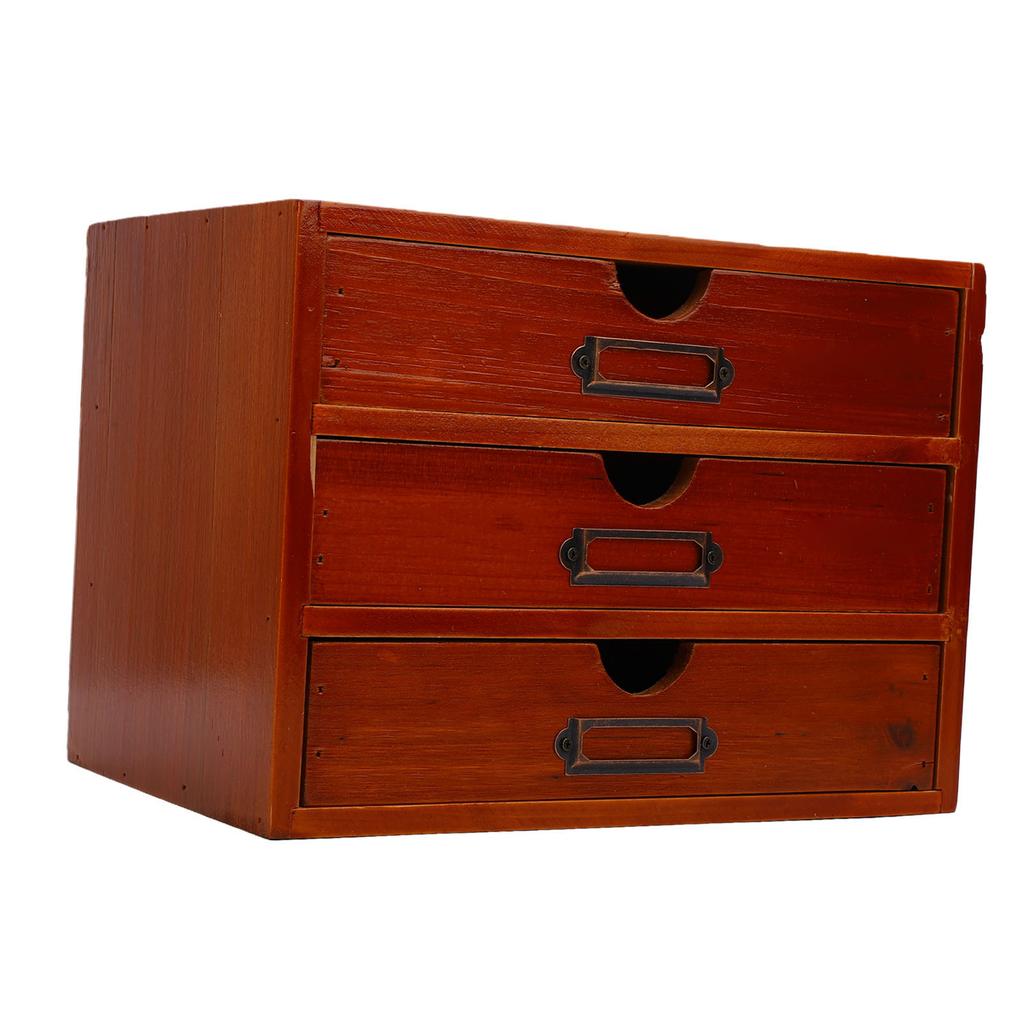 Armoire d'apothicaire empilable, bureau à 3 tiroirs, style vintage, boîte de rangement en bois pour fiches de bibliothèque, papeterie, fil à broder, couture et loisirs créatifs