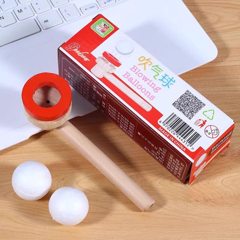 Wooden 80s Classic Floating Blow Ball Game Toy for Children's Sensory Integration Training