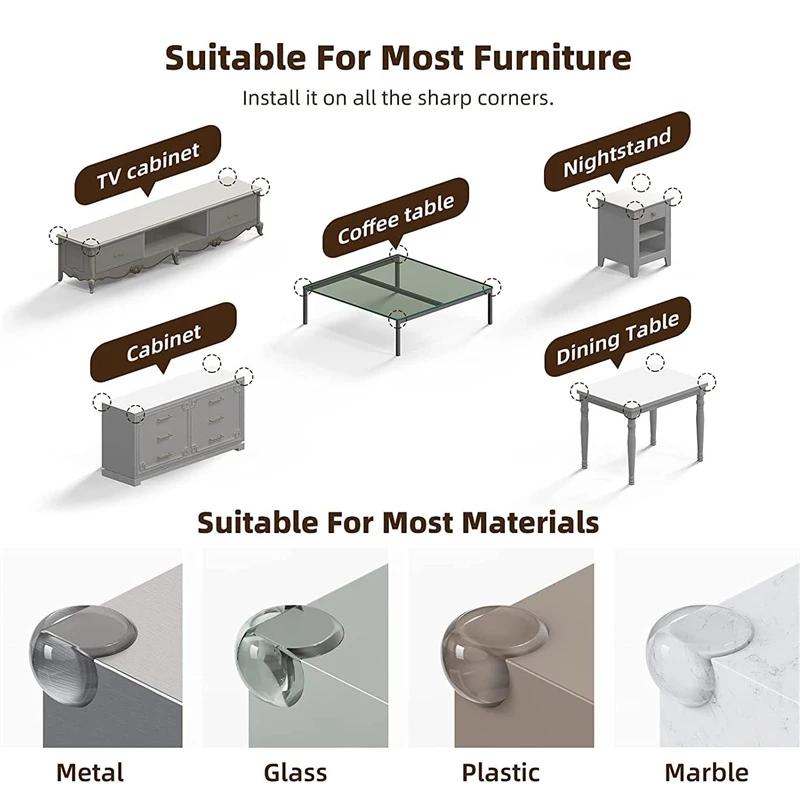 10pcs Clear PVC Corner Protectors for Baby Security Protection Soft Furniture Corner Guard & Edges Covers Against Sharp Corners