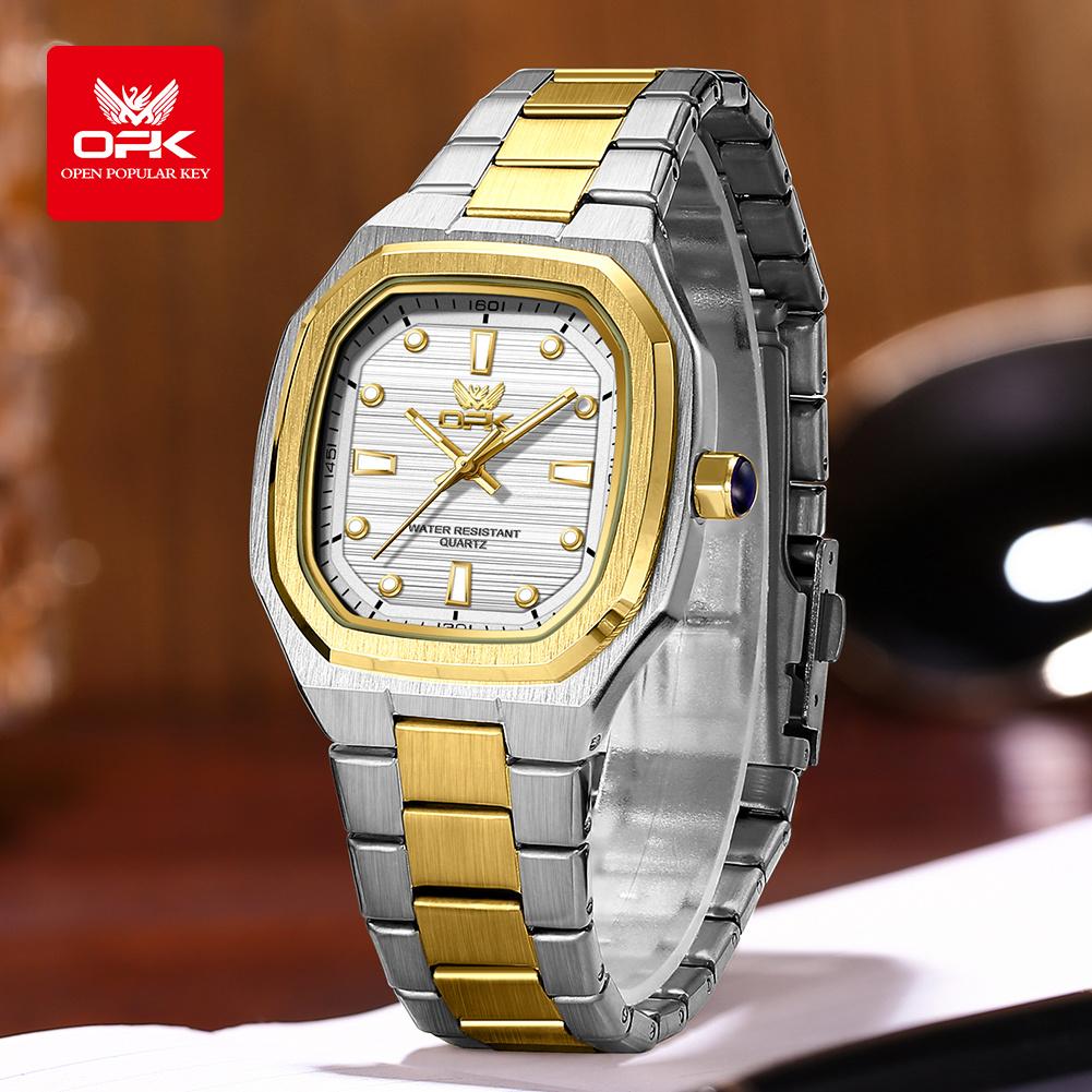 OPK 6044 Quartz Man Watch Steel Strap Waterproof Luminous Auto Date Men's Wristwatches Simple Fashion Watches For Men