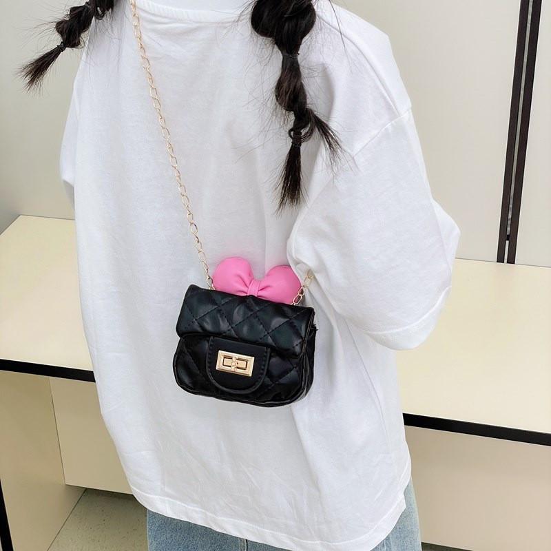 Solid Bow Color Unisex Crossbody Bag Butterfly Decoration Breathable Kids Fabric
