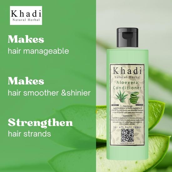 KHADI NATURAL Ziołowy Szampon Amla Bhringraj i Odżywka Aloesowa w Zestawie || Odpowiedni do Wzrostu Włosów | Włosy Suche i Puszące się  (200 ml każdy)