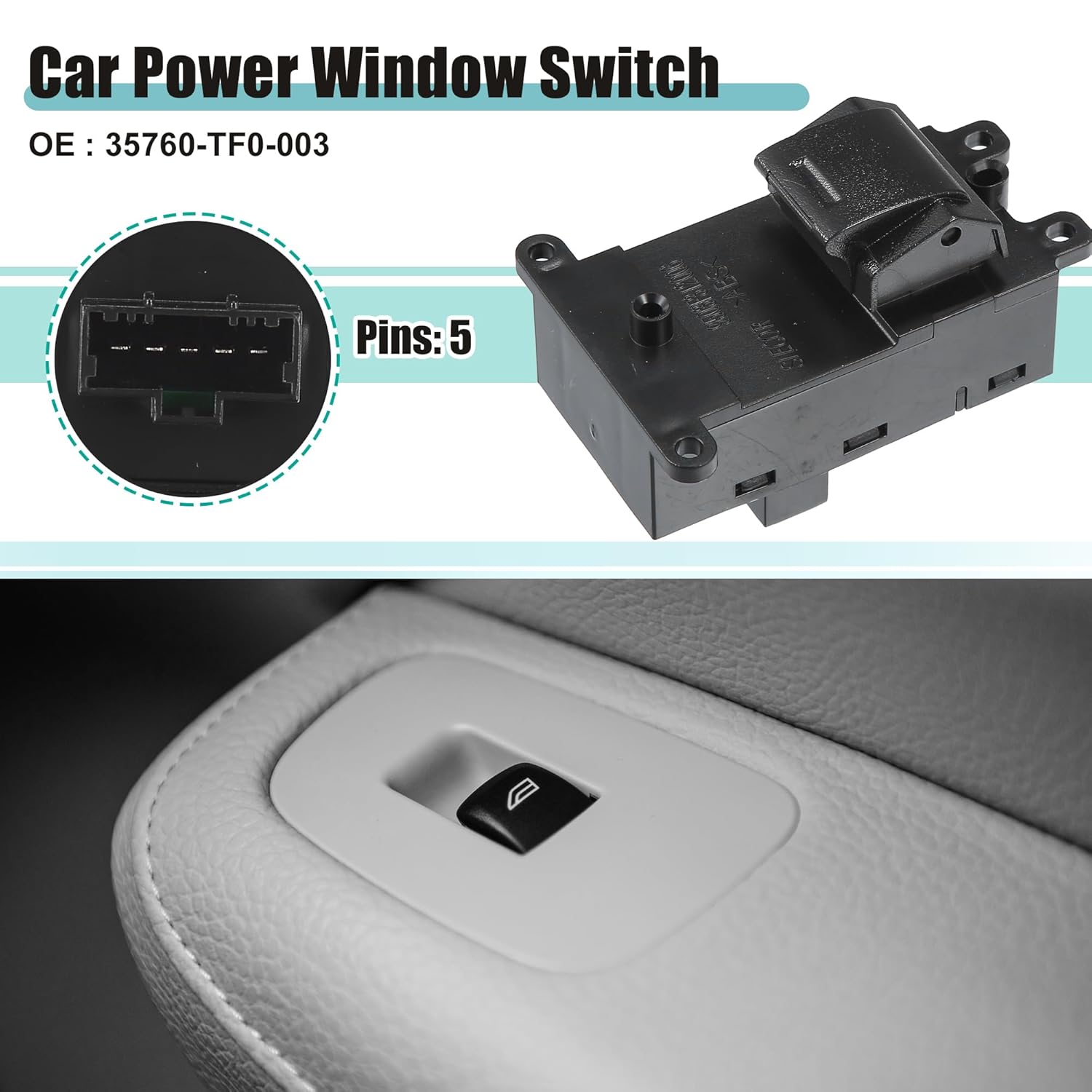 

ACROPIX Passenger Side Car Power Window Switch Fit for Honda FIT/Jazz GE6 GE8 2009-2014 No.35760-TF0-003 - Pack of 1