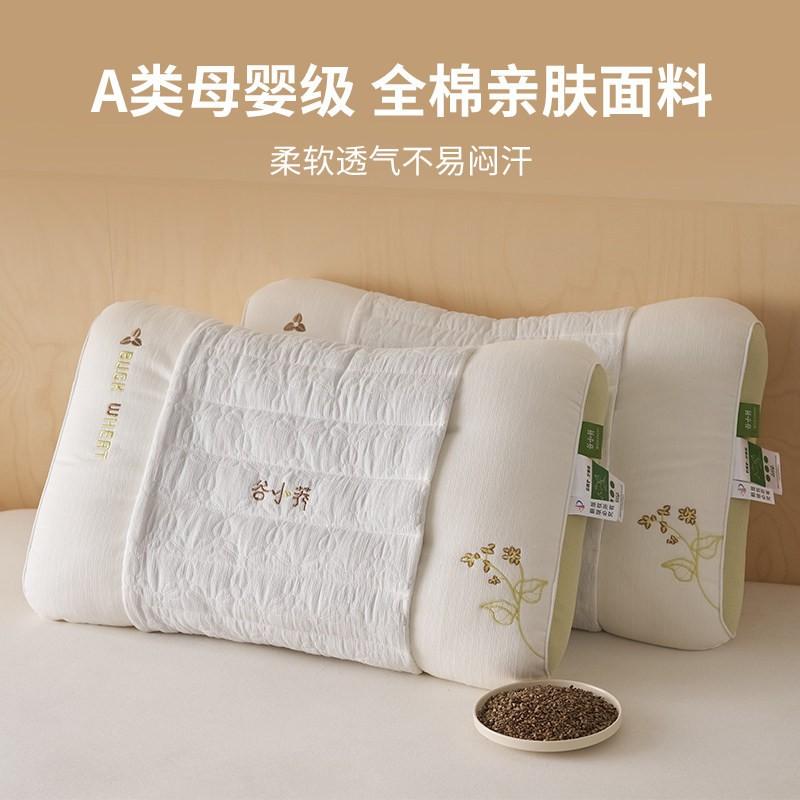 Cotton Cover Buckwheat Hull Pillow Neck Support Sleep Aid Firm Single Bed Home Use
