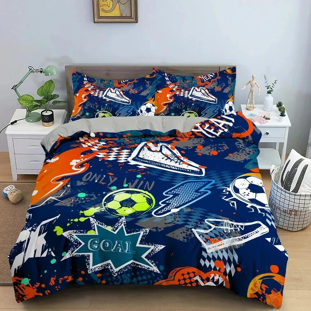 

Comforter Colored Football Soccer Bedding Set Boys Girls Twin Queen Size Bed Kids Adult Fashion Home Textileextile Comforter (quilt)-EU Single(135*200cm)3pcs