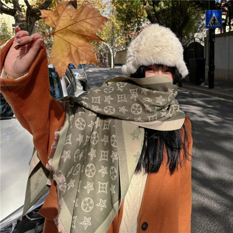 Winter imitation cashmere scarf women's high-end feeling air-conditioned room length outer shawl scarf