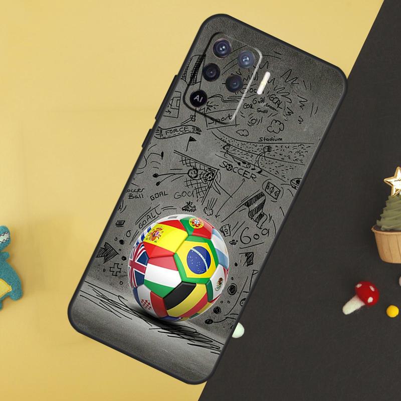 Football Soccer Ball For OPPO A57S A53S A54S A98 A78 A58 A79 A15 A17 A77 A16 A76 A96 A52 A72 A5 A9 A94 A74 Case