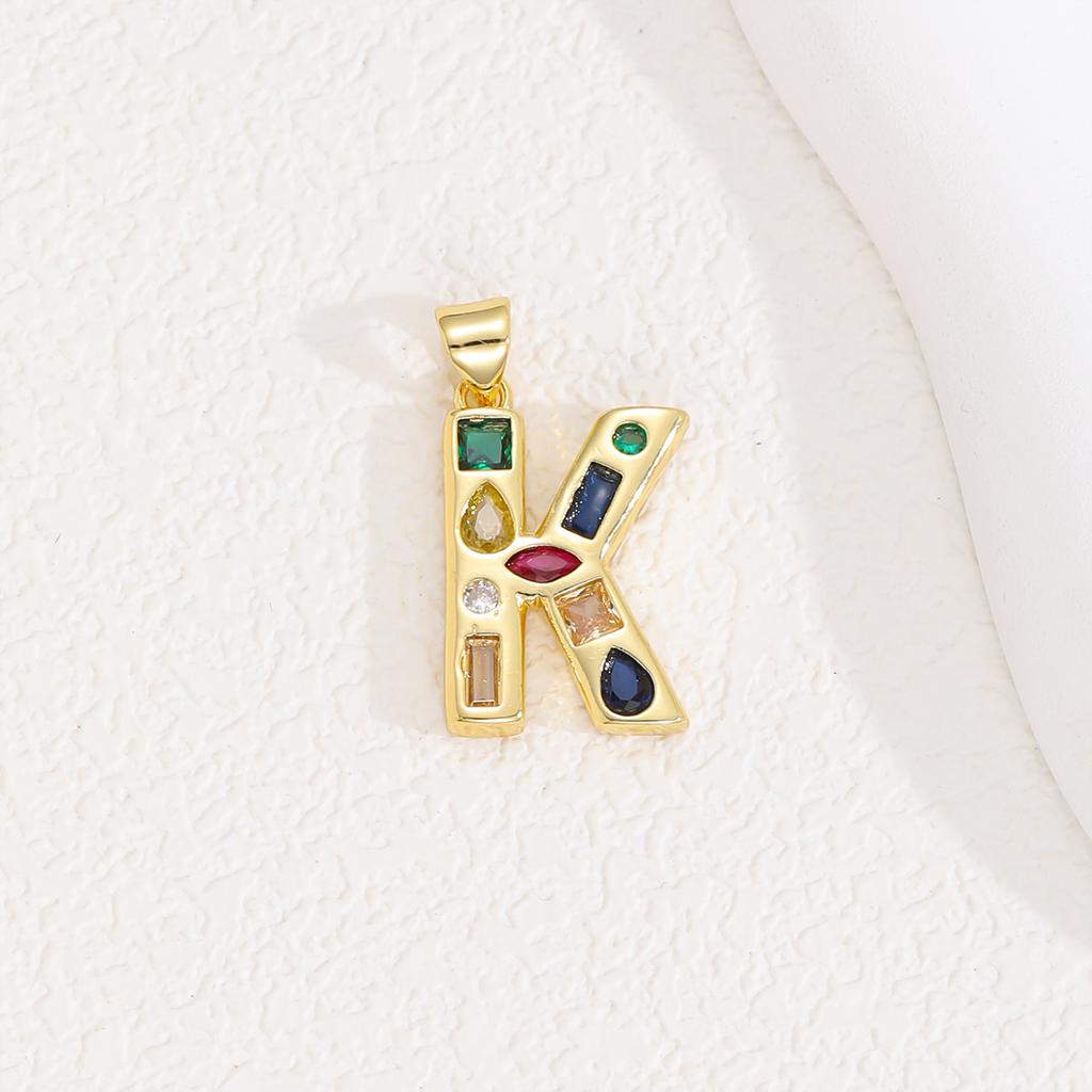 Multicolor Zircon A-Z Letters Pendant Necklace Crystal Water Drop 26 letters Pendant Necklace Gold Plated  Gift for Women