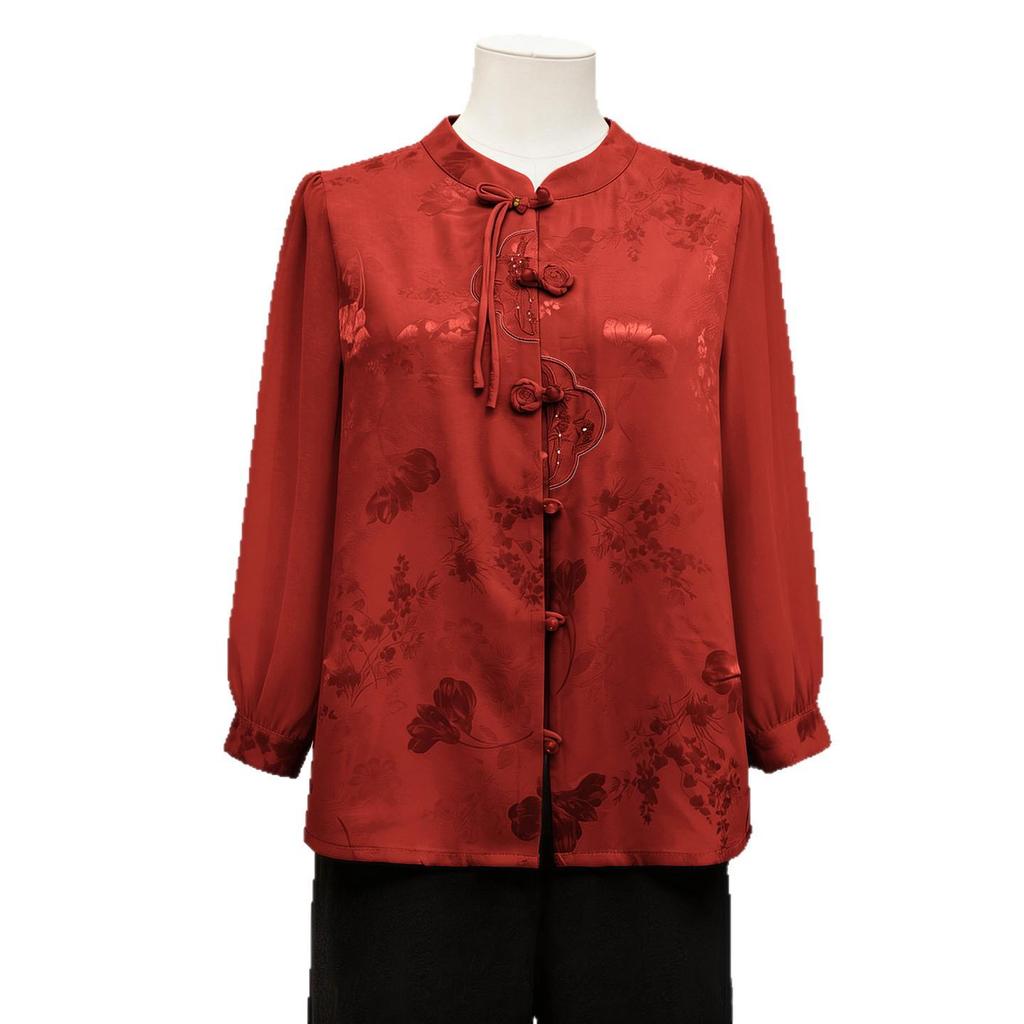 Mamas Elegante Chinesische Bluse Frühjahr 2026 - Damen Lässiges Frühjahr/Sommer Mode Top