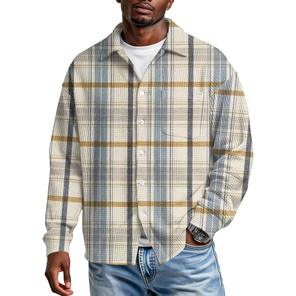 Chemise Décontractée à Boutons et Manches Longues pour Homme avec Poche