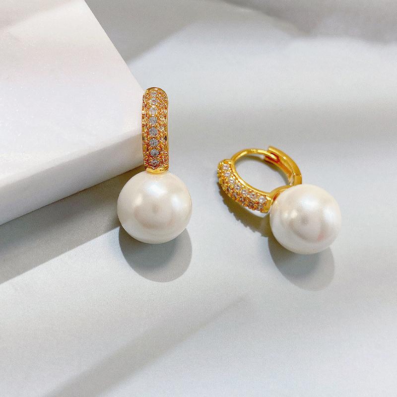 Cercei cu perle romantice de modă, bijuterii, cercei cu picătură de aur, zirconi, pentru femei, temperament, ornamente pentru petrecerea de nuntă, comerț cu ridicata