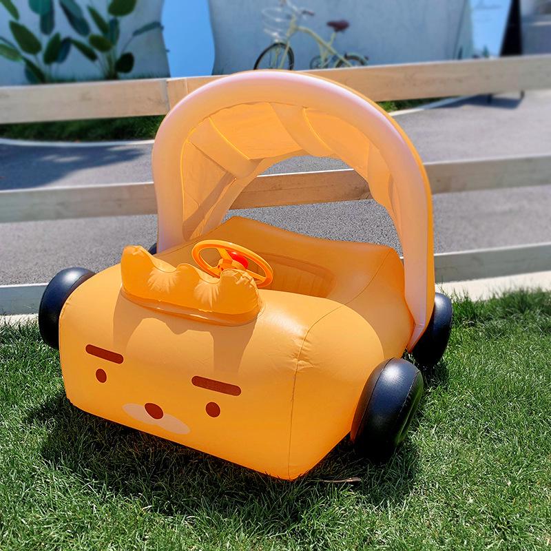 Yellow Sun Protection Baby Swimming Seat Ring - Anti-Rollover Design