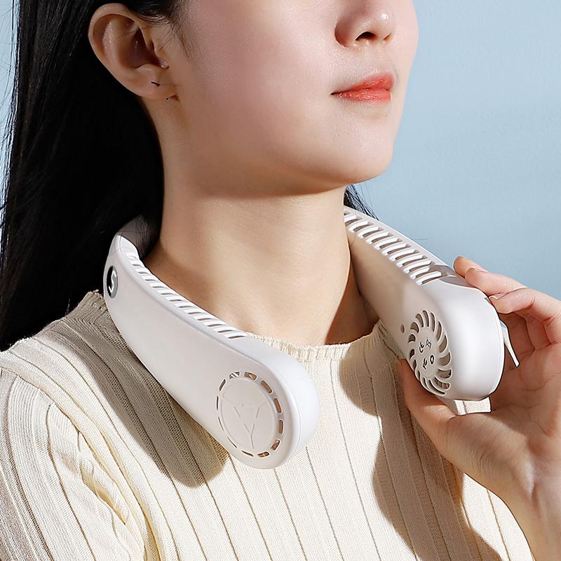 Přenosný venkovní mini USB nabíjecí ventilátor na krk bezlistý design pro líné osoby