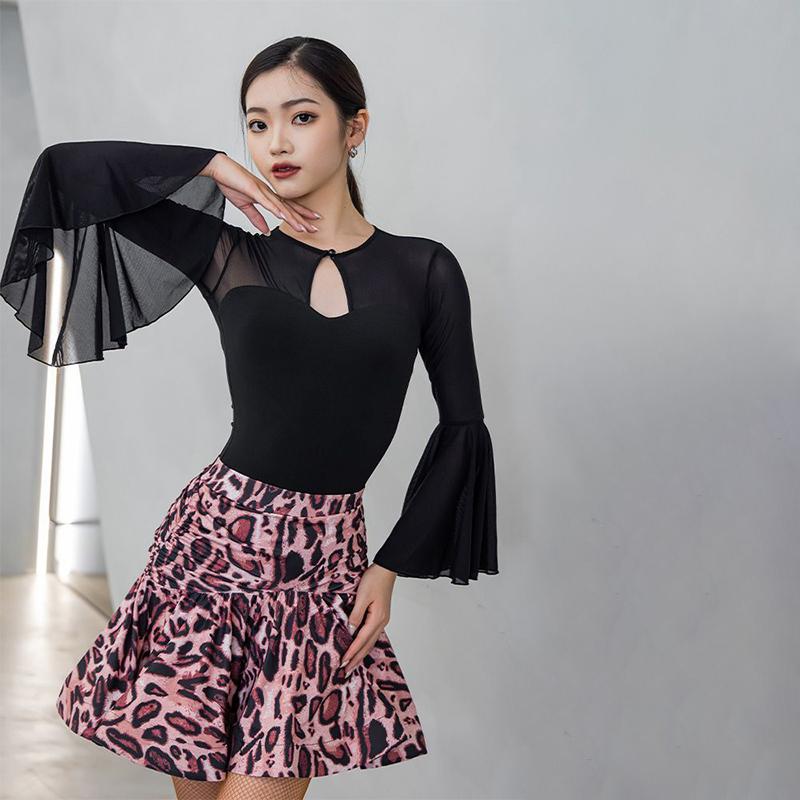 Women National Standard Latin Jumpsuit Long Sleeves Latin Dance Tops Practice Leotard Ballroom Modern Dance Jazz Bodysuit