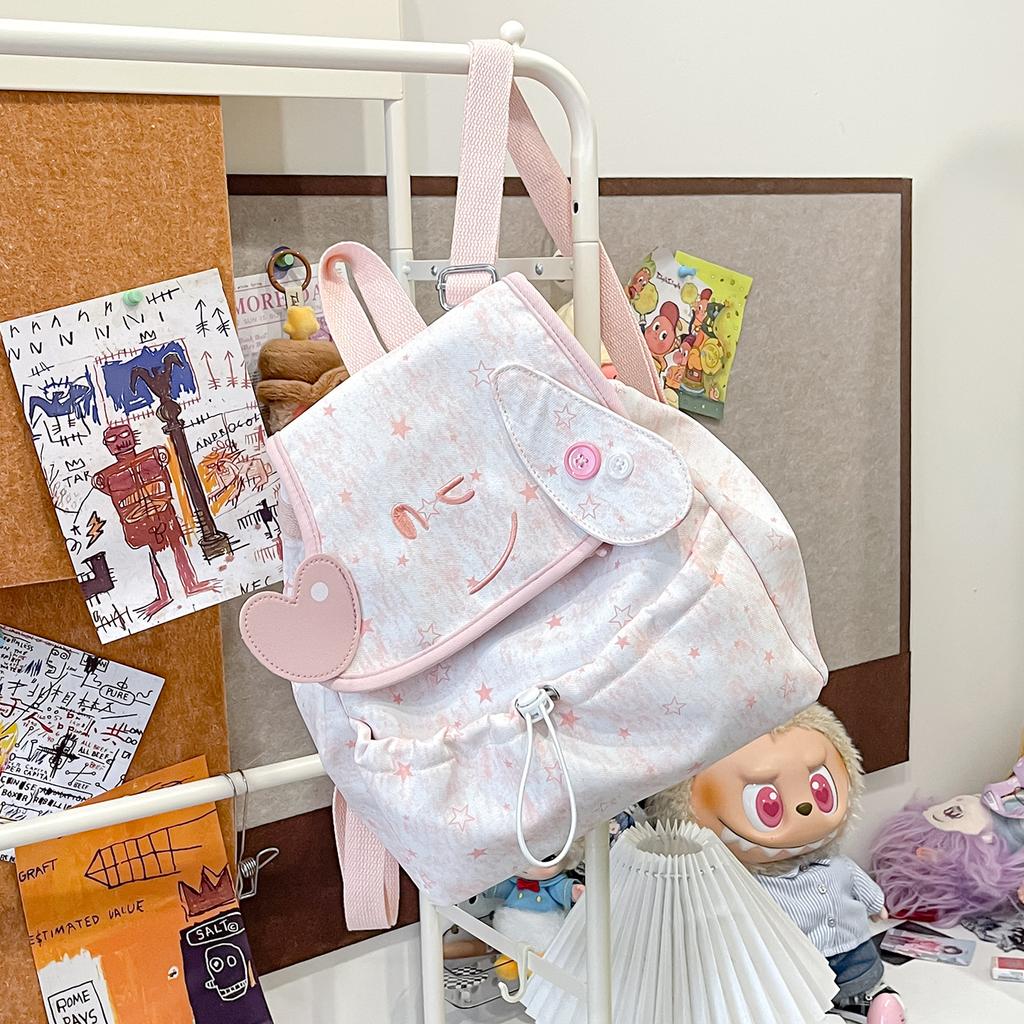 Schoolbag Korean drawstring flip backpack women's new lightweight cute girl travel backpack girls campus commuter schoolbag