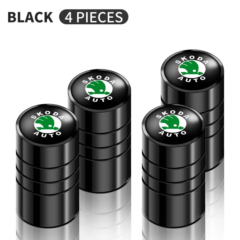 2025 New 4Pcs Car Logo Wheel Tire Valve Air Valve Stem Caps For Skoda Octavia Fabia Kamiq Kapoq Kodiaq Rapid SCALA Superb A5 A7