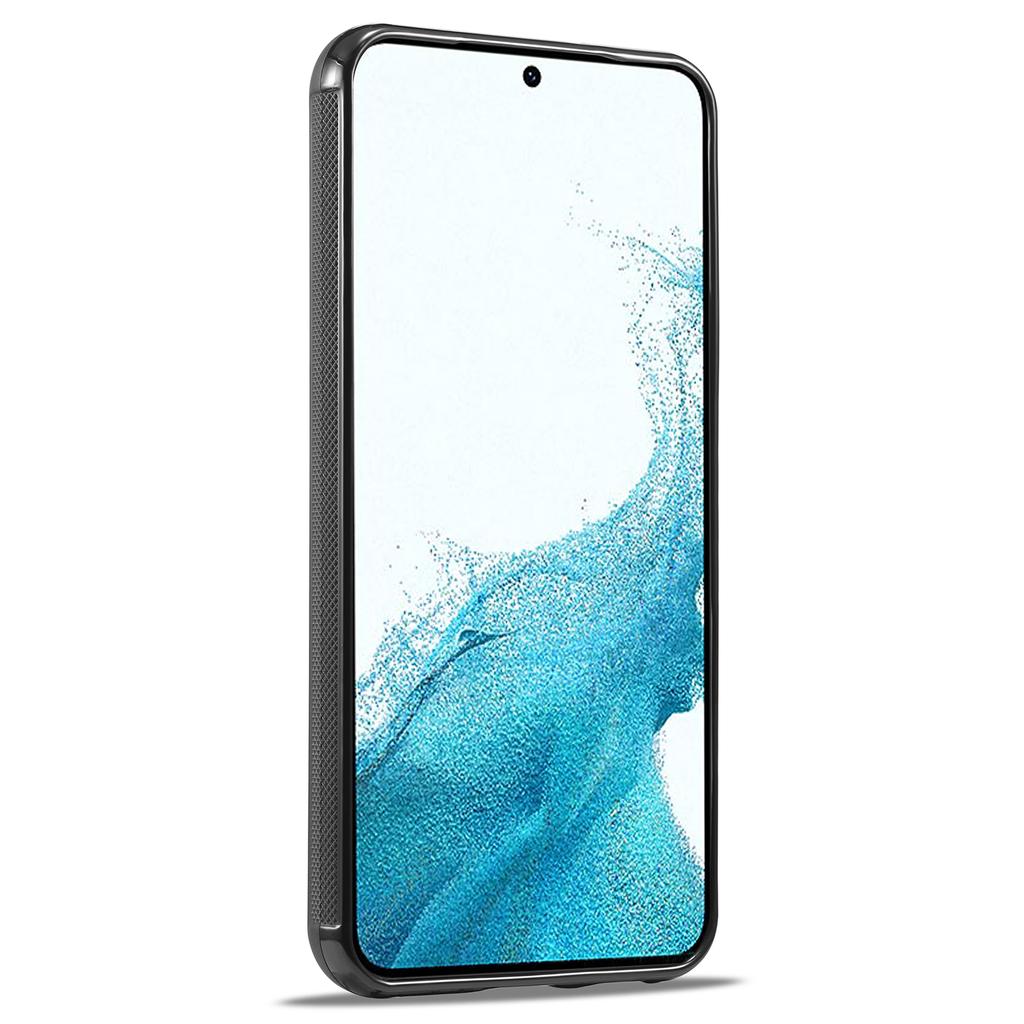 LC.IMEEKE Protective Case for Samsung Galaxy S22 5G,Carbon Fiber Texture Leather Coated TPU+EVA Phone Case