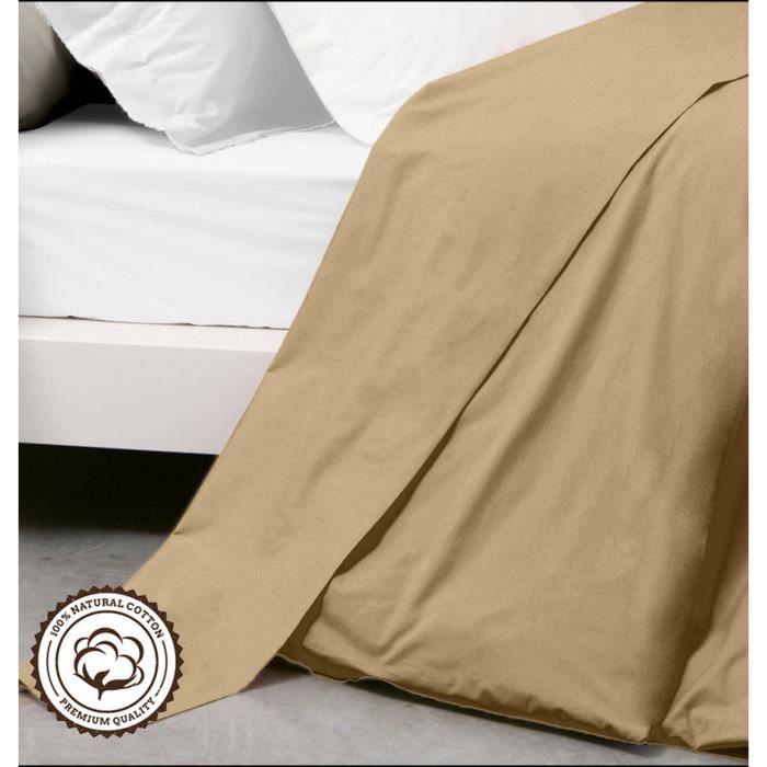 Flat Sheet - Taupe - 240x300 Cm - 100% Cotton - Machine Washable - 2 People