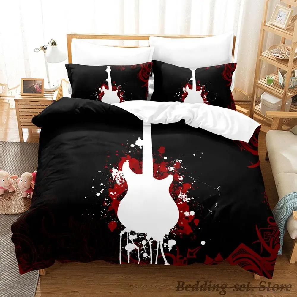 Music Guitar Bedding Set Single Twin Full Queen King Size Anime Duvet Cover for Adult Kid Bedroom