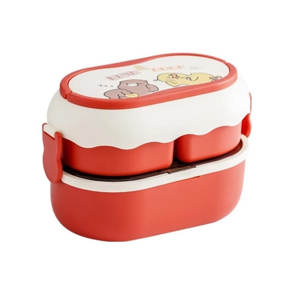 1600ml Cartoon Double Layer Lunch Box Leakproof Food Box Food Warmer Container School Office Lunch