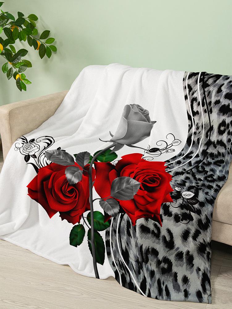 Flannel Blanket Rose Love Valentine'S Day Wedding Blanket Crystal Fleece Blanket Spring And Autumn