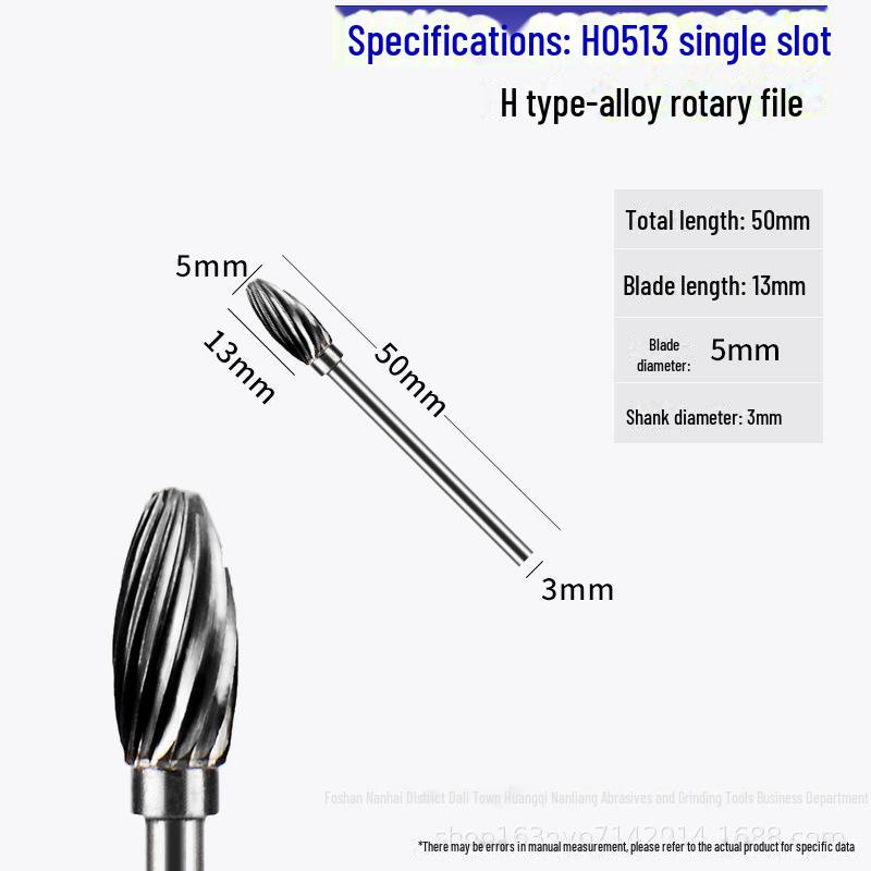 Fresa a lima rotante in carburo di tungsteno 3x5 mm - per molatura di metalli e intaglio del legno, scanalatura singola e doppia.