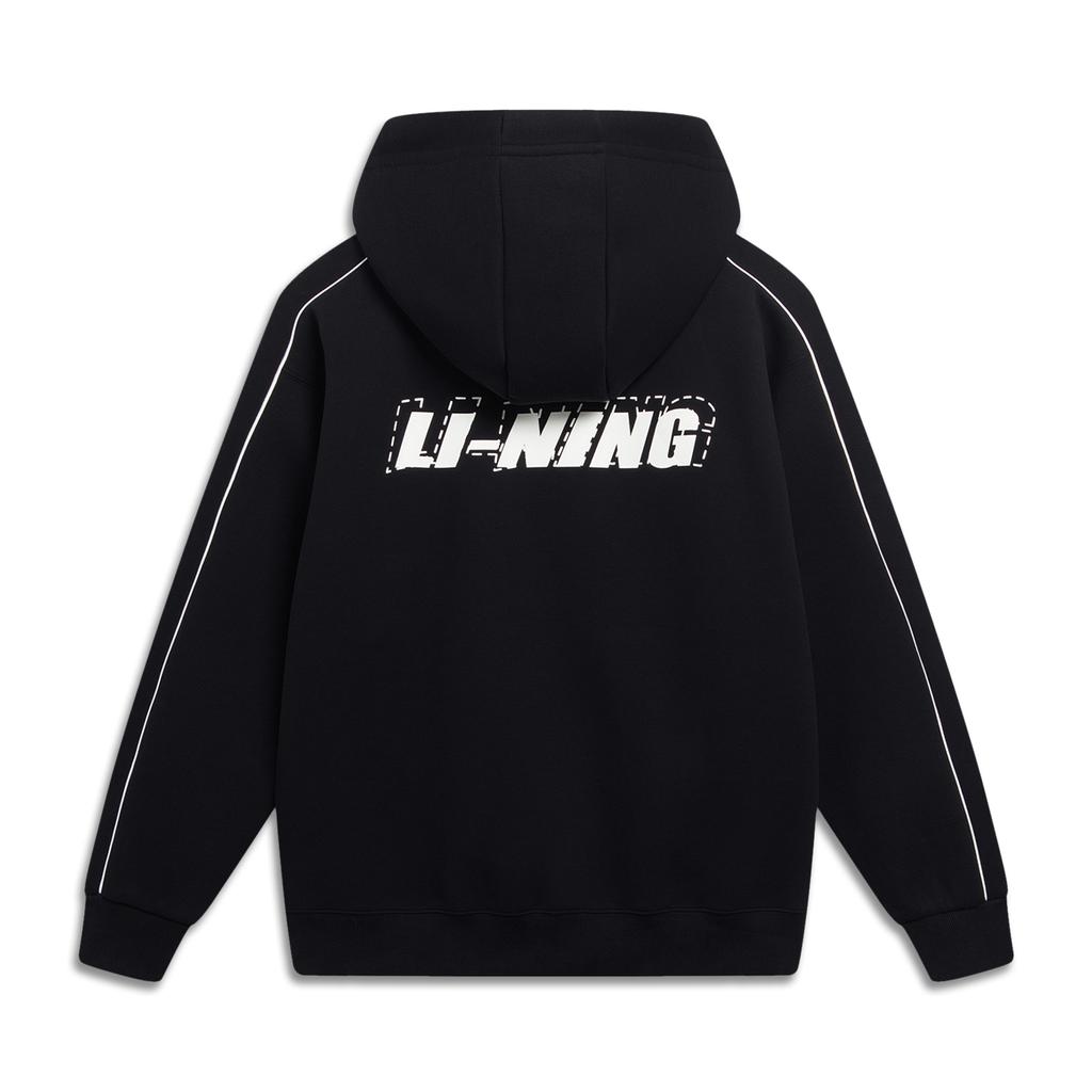 Li-Ning Lettered Cardigan Knitted Hooded Long Sleeve Casual Early Autumn Jacket Unisex jackets Black AWDU857-1