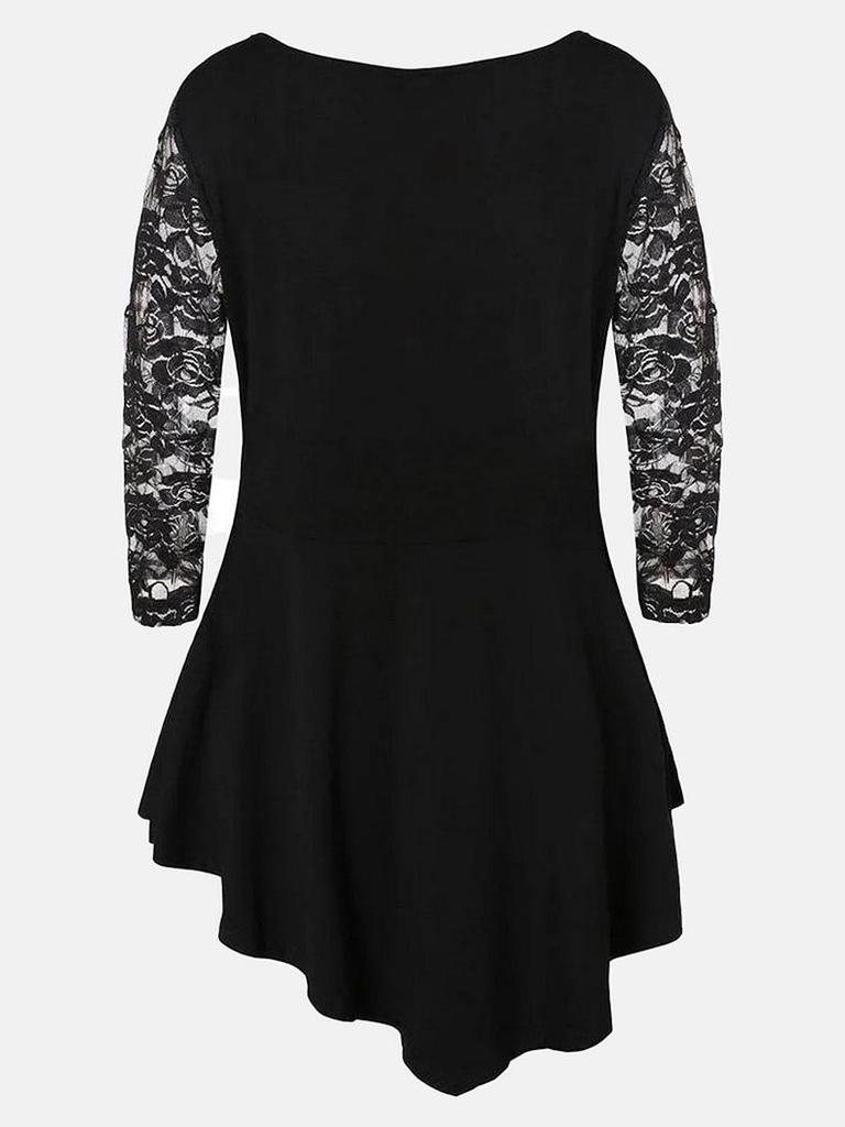 Plus Size Women's Rose Lace Casual Commute Top