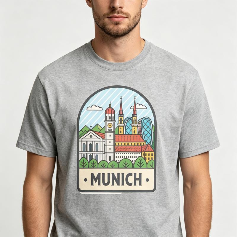 München Skyline Grafik T-Shirt für Unisex Unisex GerUnisexy Reise Souvenir T-Shirt