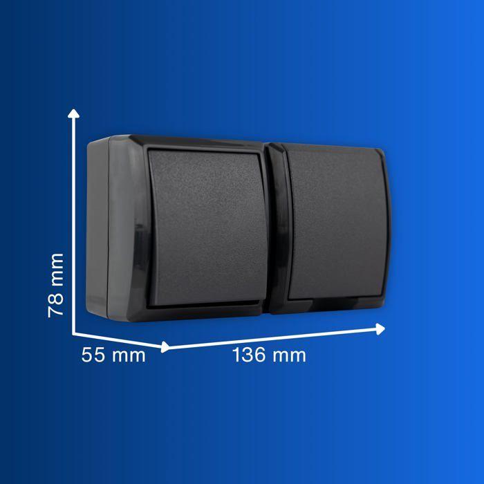 Prise - REV - 0007861900 - Avec interrupteur - IP44 - Extérieur - Noir