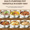 Aluminum Soup Pot with Double Wooden Handle and Glass Cover for Gas Induction Cooktops Multipurpose Cooking Application