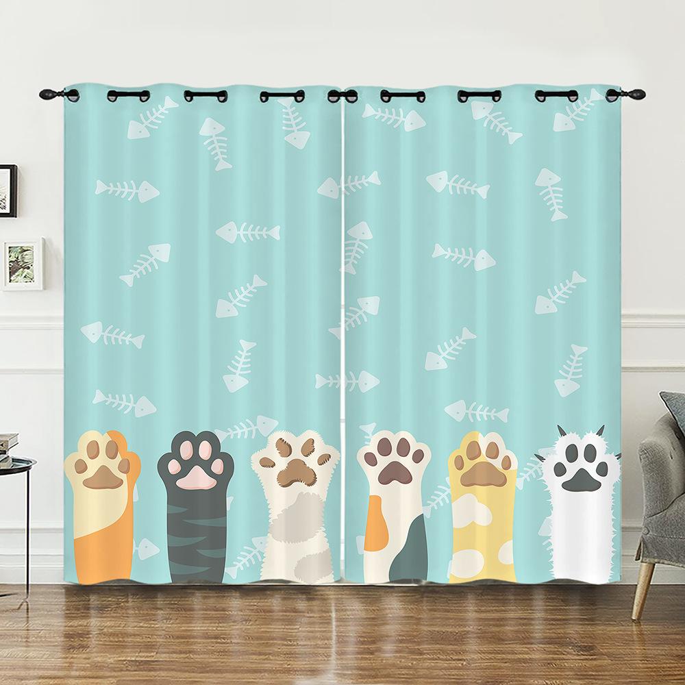 Curtain Spring Floral Cute Cartoon Animal Series Digital Printing High Density Blackout
