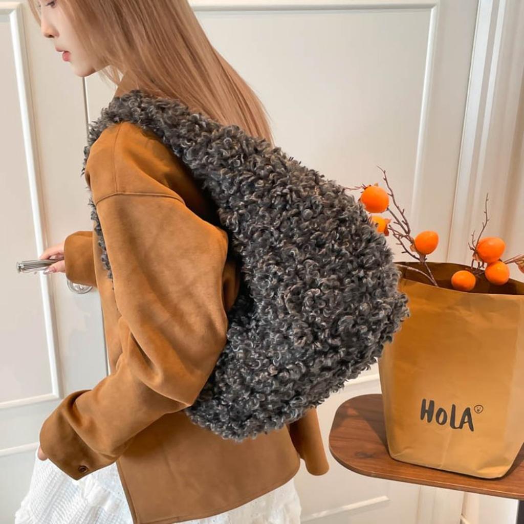 Bolso de Hombro de Felpa para Mujer, Felpa, Gran Capacidad, para el Viaje Diario