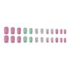 24 Pieces Simple Corrugated Small Fresh Pink Green Mandarin Duck Dopamine Nail Art Tablets Cute Niche Temperament Wearing Nail