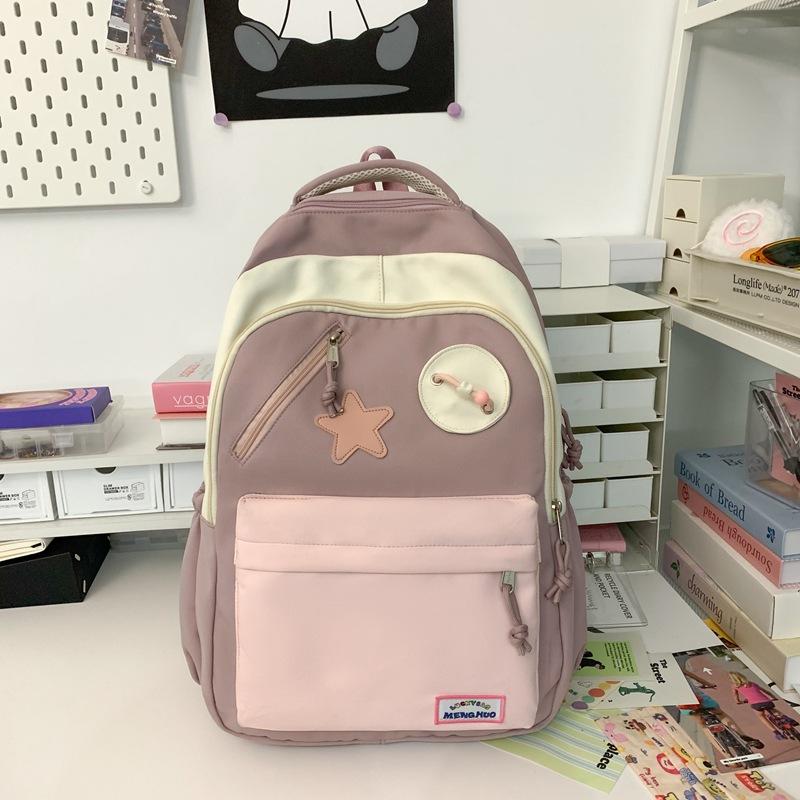 School bag junior high school girls high value niche high school students lightweight cute girl contrasting color backpack