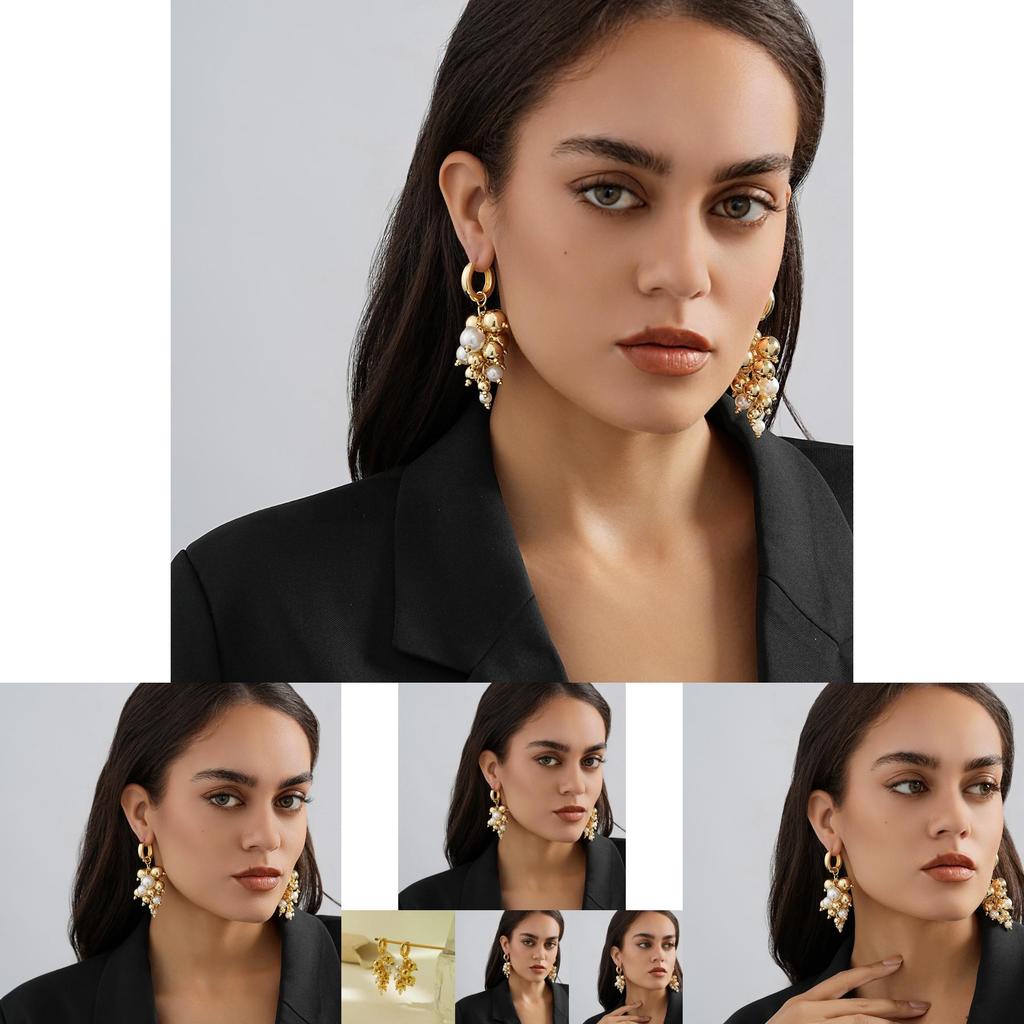 Geometric Gold And Faux Pearl Drop Earrings Stylish And Versatile