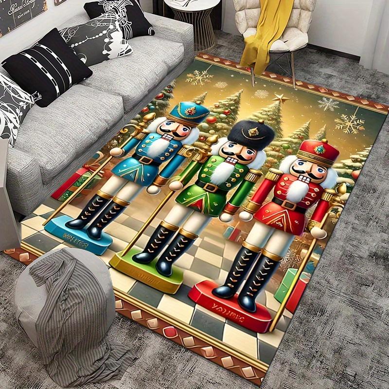 Christmas Nutcracker Soldier Rug for Festive Home Decor HolidayThemed Living Room Carpets Anti Slip Carpet Can Be Machine Washed